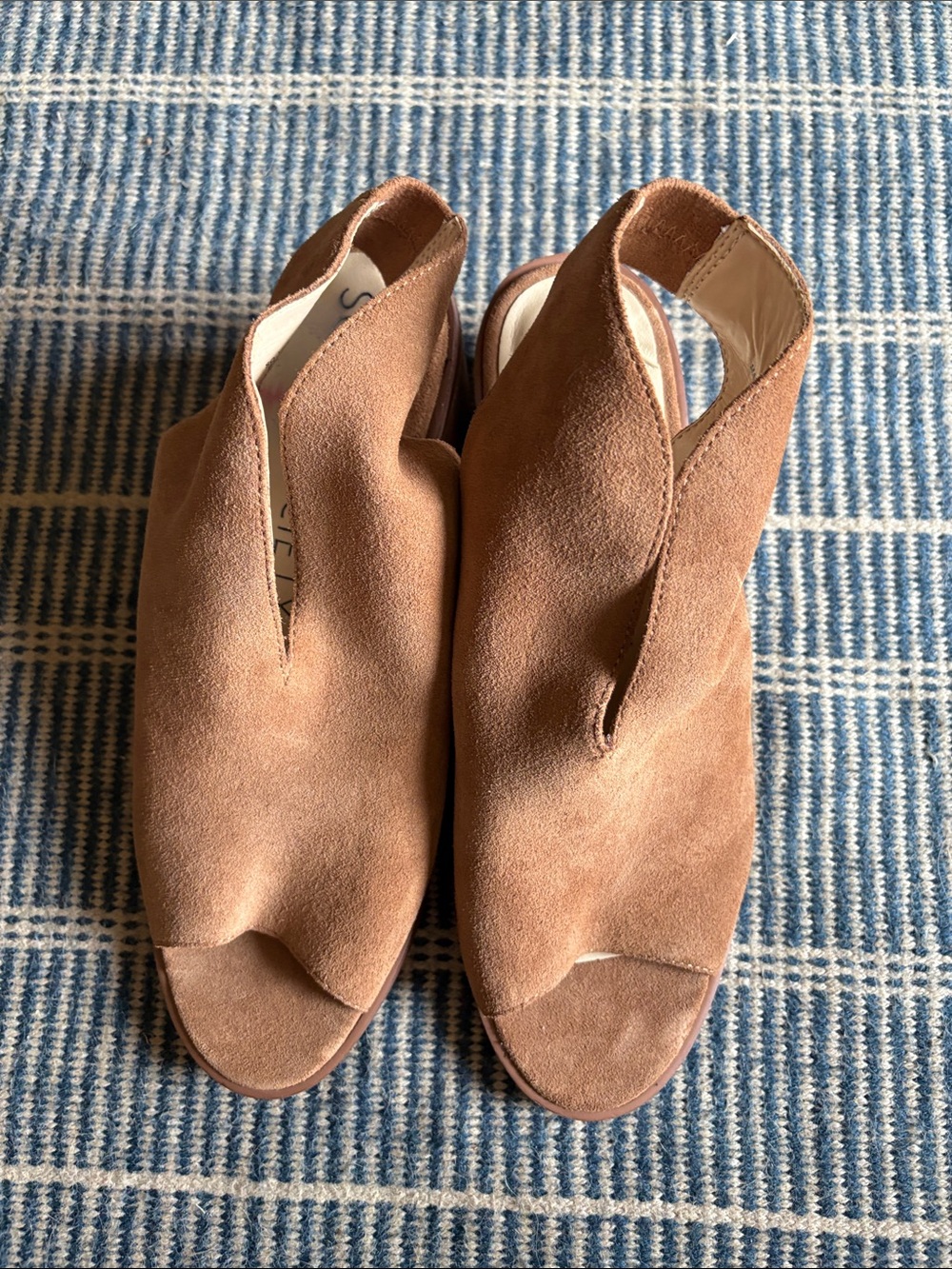 Sole Society Tan Suede “Jagger” peep-toe slingback heels- size 9.5